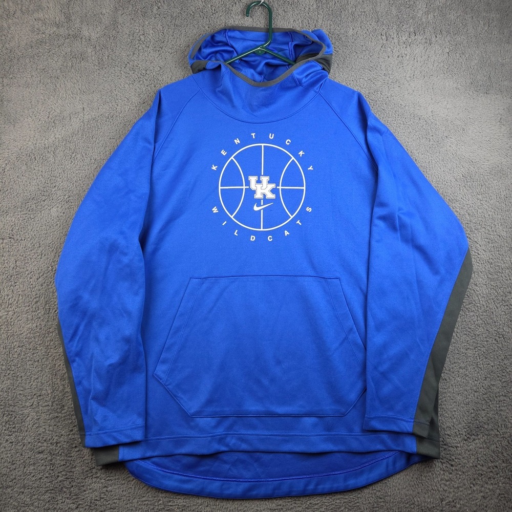 Kentucky Wildcats Hoodie Mens 2XL Blue Basketball Nike Dri Fit Hooded Sweatshirt